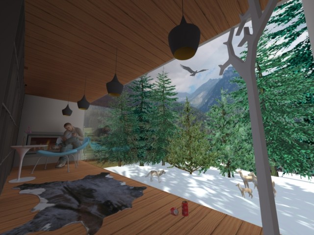 mountain biblio - Artlantis render by roberto munari