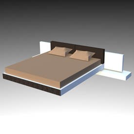 Wenge Bed with bedsi - free Artlantis object