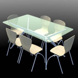 Table glass&chairs - free Artlantis object