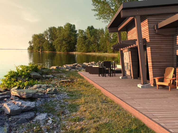 [sketchup model]  lake cabin at dusk...
comments please!